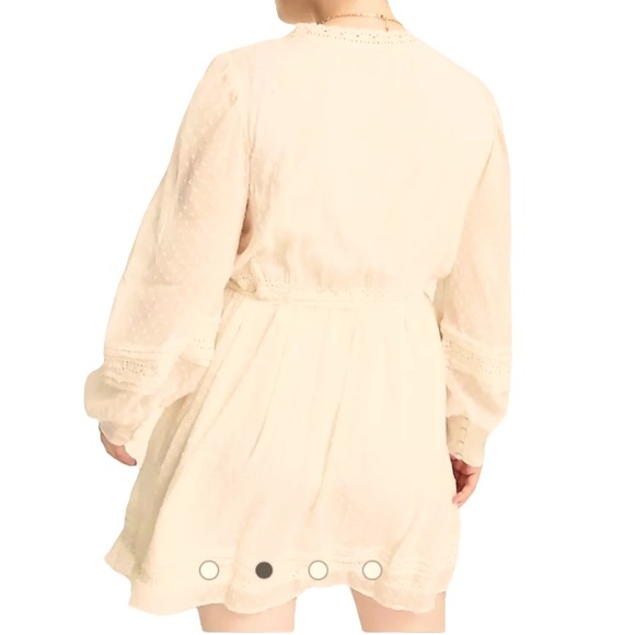 ASOS DESIGN *Brand New* Lace Insert Wrap Mini Dress Textured In Cream si… - Picture 4 of 12